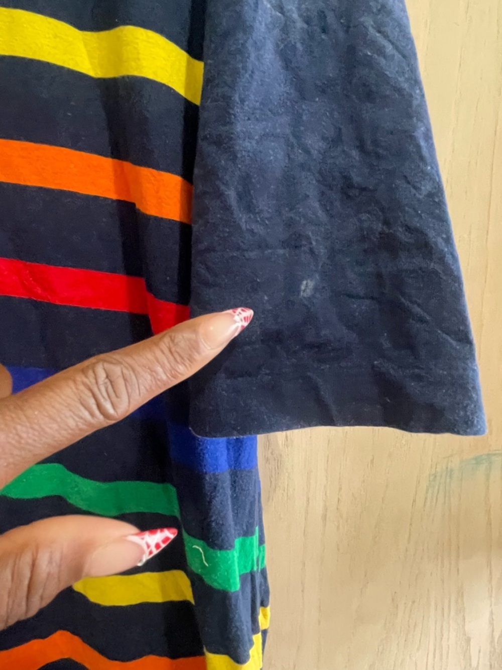 Polo by Ralph Lauren Navy Tee with Multicolor Stripes - Picture 3 of 8